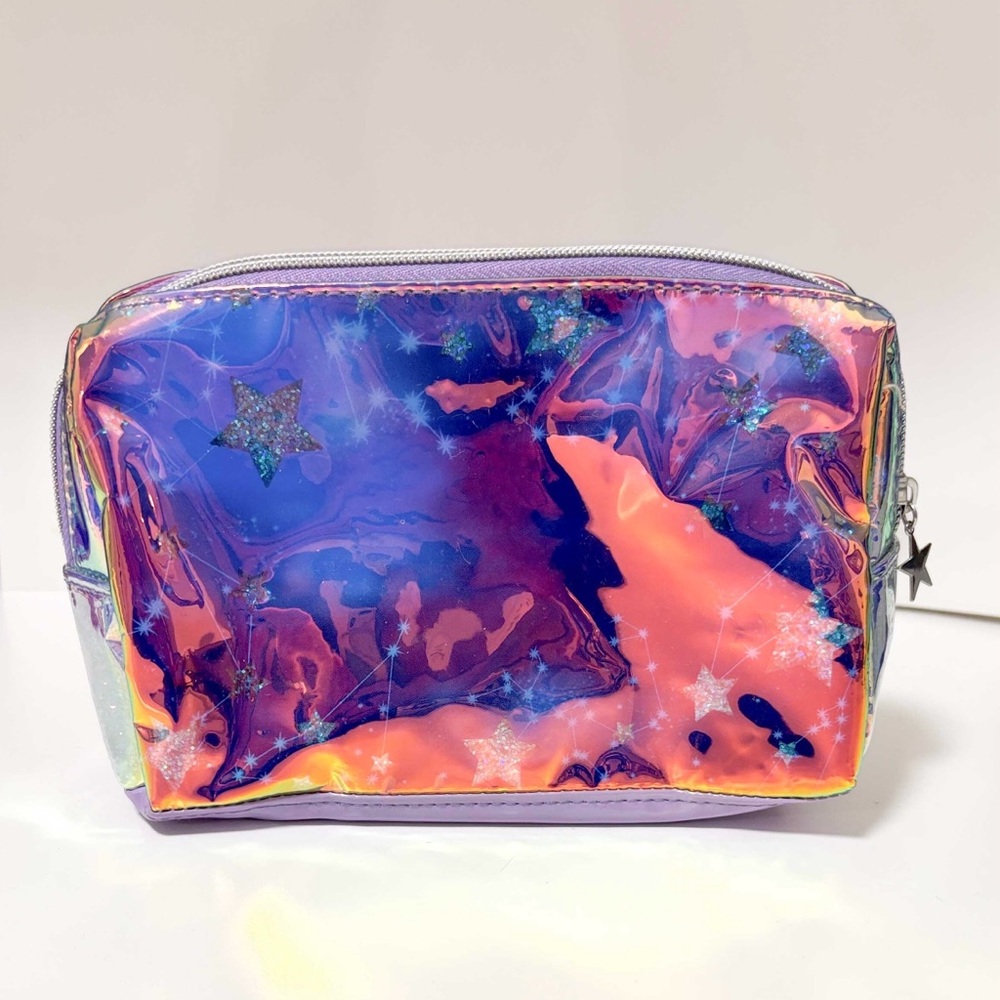 NEW - Space Babe - Iridescent Galaxy Rhinestone Cosmetic Travel Case Makeup Bag - Picture 4 of 4